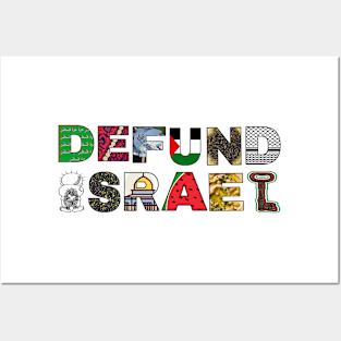 Defund Israel - Palestine Symbols - Front Posters and Art